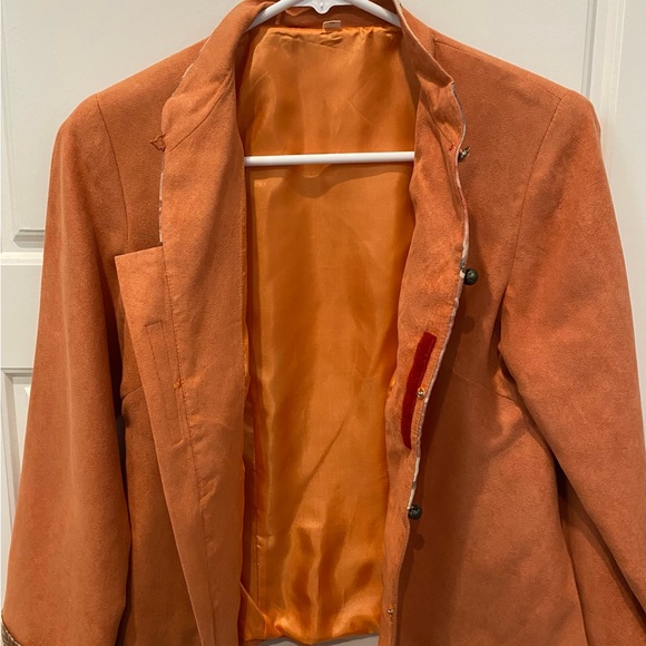 Qipiao Cheongsam Button Collar Shirt Orange Floral Women’s M - Picture 6 of 7